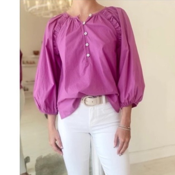 Cleobella Jess Azalea Ruffled Puff Sleeve Blouse, size Large - Picture 1 of 7